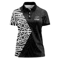 New Zealand Silver Fern Rugby Custom Women Polo Shirt Maori Koru Go Black Fern - Polynesian Pride