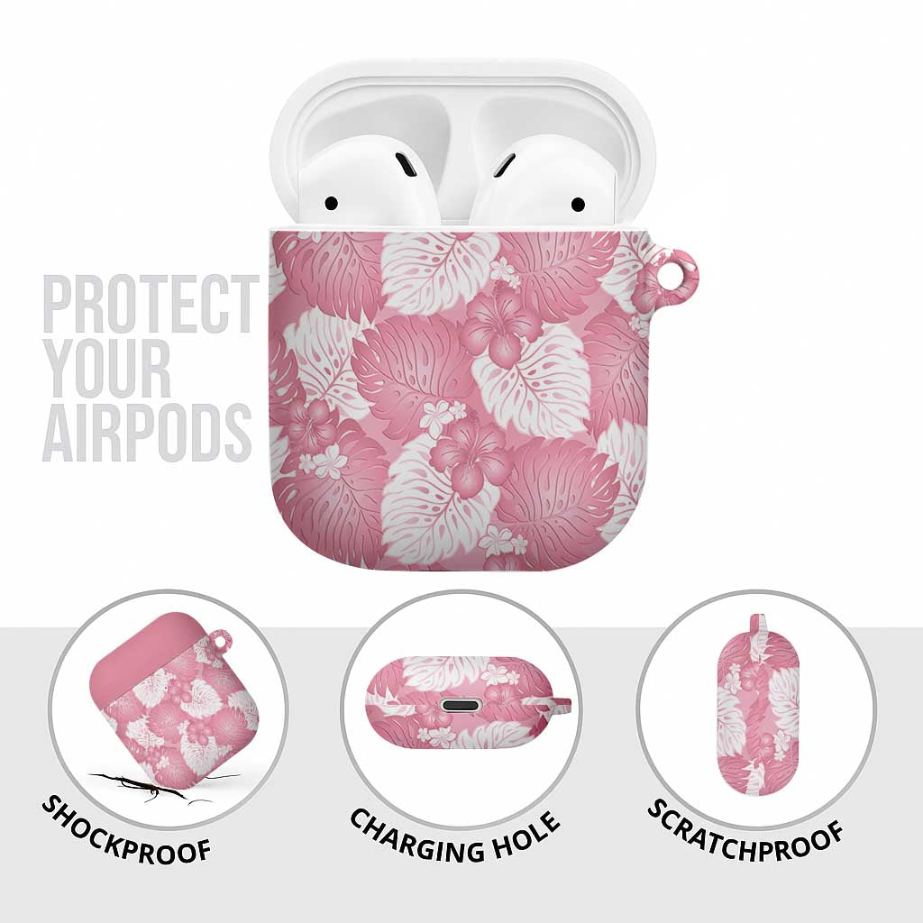 Pink Aloha Hawaii AirPods Case Monstera Hibiscus Plumeria Seamless Vibes - Polynesian Pride