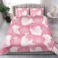Pink Aloha Hawaii Bedding Set Monstera Hibiscus Plumeria Seamless Vibes - Polynesian Pride
