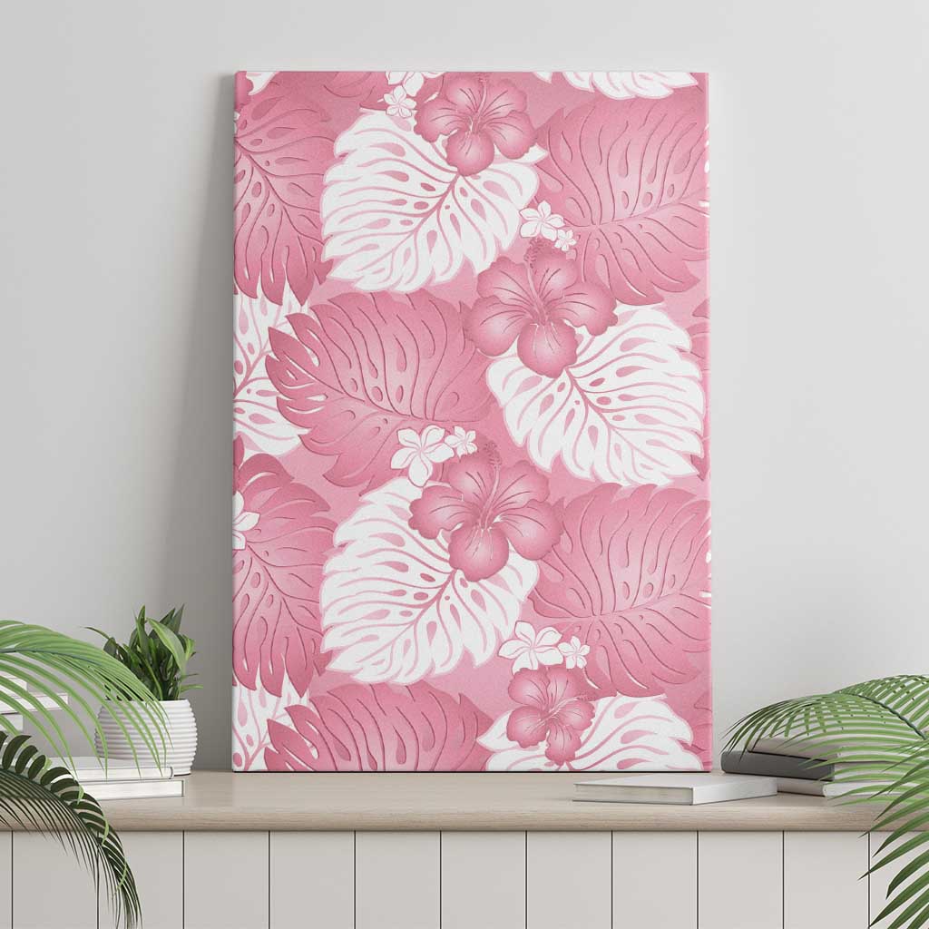 Pink Aloha Hawaii Canvas Wall Art Monstera Hibiscus Plumeria Seamless Vibes - Polynesian Pride