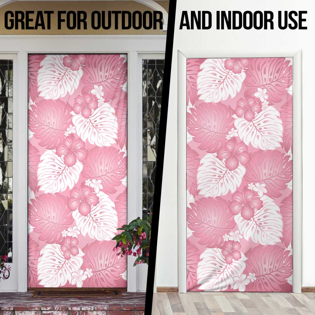 Pink Aloha Hawaii Door Cover Monstera Hibiscus Plumeria Seamless Vibes - Polynesian Pride