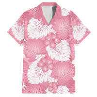 Pink Aloha Hawaii Family Matching Off The Shoulder Long Sleeve Dress and Hawaiian Shirt Monstera Hibiscus Plumeria Seamless Vibes - Polynesian Pride