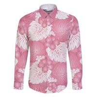 Pink Aloha Hawaii Family Matching Off Shoulder Short Dress and Hawaiian Shirt Monstera Hibiscus Plumeria Seamless Vibes - Polynesian Pride