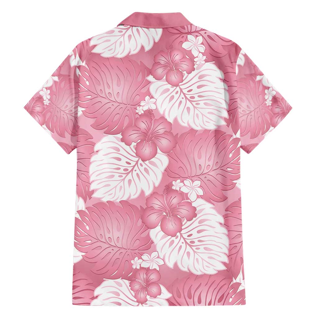 Pink Aloha Hawaii Family Matching Short Sleeve Bodycon Dress and Hawaiian Shirt Monstera Hibiscus Plumeria Seamless Vibes - Polynesian Pride