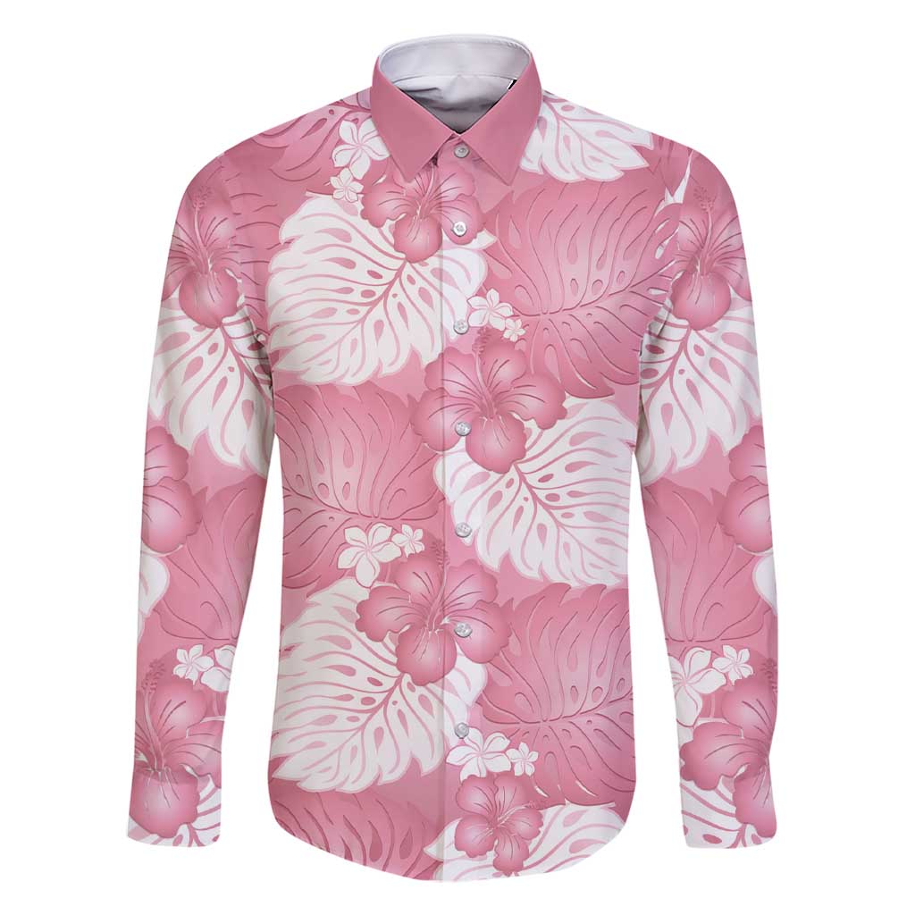 Pink Aloha Hawaii Family Matching Short Sleeve Bodycon Dress and Hawaiian Shirt Monstera Hibiscus Plumeria Seamless Vibes - Polynesian Pride
