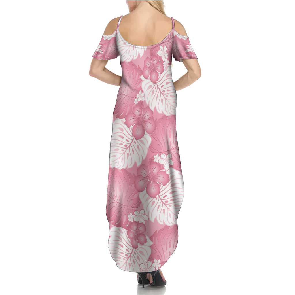 Pink Aloha Hawaii Family Matching Summer Maxi Dress and Hawaiian Shirt Monstera Hibiscus Plumeria Seamless Vibes - Polynesian Pride