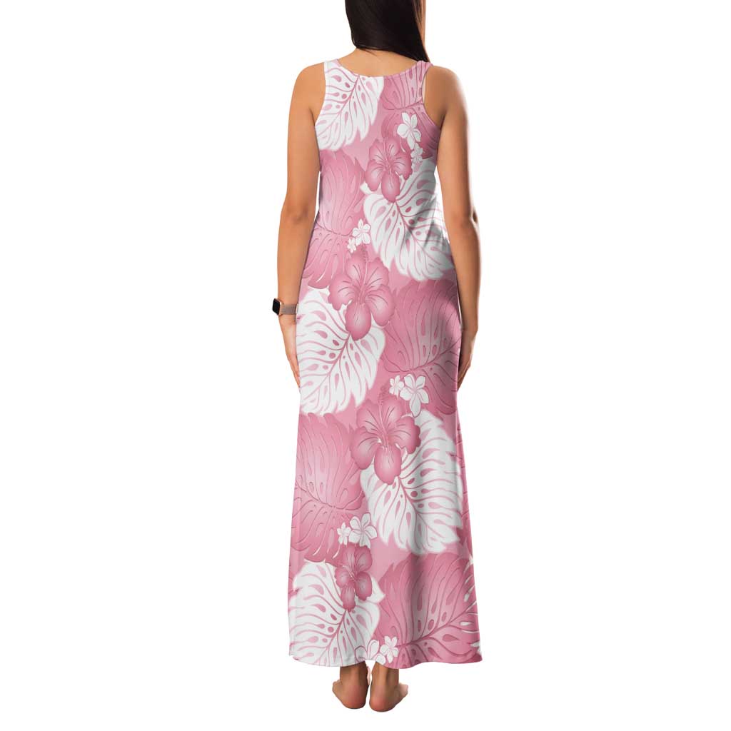 Pink Aloha Hawaii Family Matching Tank Maxi Dress and Hawaiian Shirt Monstera Hibiscus Plumeria Seamless Vibes - Polynesian Pride