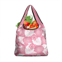 Pink Aloha Hawaii Grocery Bag Monstera Hibiscus Plumeria Seamless Vibes - Polynesian Pride