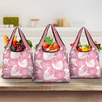 Pink Aloha Hawaii Grocery Bag Monstera Hibiscus Plumeria Seamless Vibes - Polynesian Pride