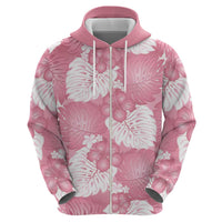 Pink Aloha Hawaii Hoodie Monstera Hibiscus Plumeria Seamless Vibes - Polynesian Pride
