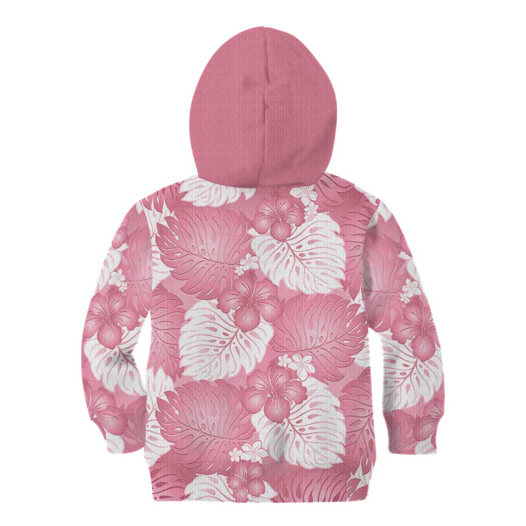 Pink Aloha Hawaii Kid Hoodie Monstera Hibiscus Plumeria Seamless Vibes - Polynesian Pride