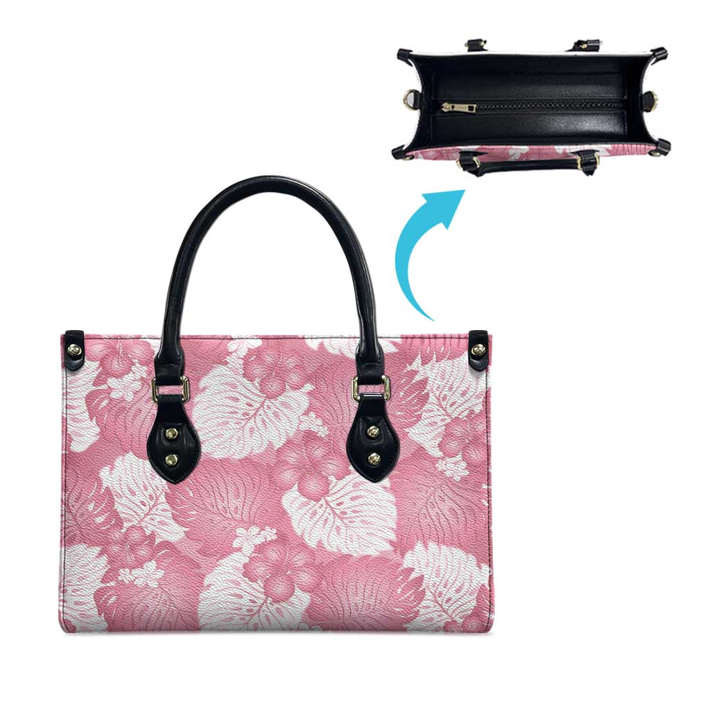 Pink Aloha Hawaii Leather Bag Monstera Hibiscus Plumeria Seamless Vibes - Polynesian Pride