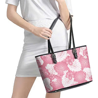 Pink Aloha Hawaii Leather Tote Bag Monstera Hibiscus Plumeria Seamless Vibes - Polynesian Pride
