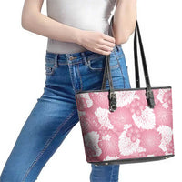 Pink Aloha Hawaii Leather Tote Bag Monstera Hibiscus Plumeria Seamless Vibes - Polynesian Pride
