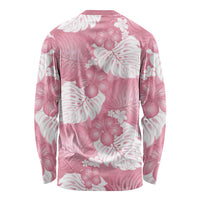 Pink Aloha Hawaii Long Sleeve Shirt Monstera Hibiscus Plumeria Seamless Vibes - Polynesian Pride