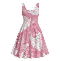 Pink Aloha Hawaii Midi Dress Monstera Hibiscus Plumeria Seamless Vibes - Polynesian Pride