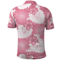 Pink Aloha Hawaii Polo Shirt Monstera Hibiscus Plumeria Seamless Vibes - Polynesian Pride