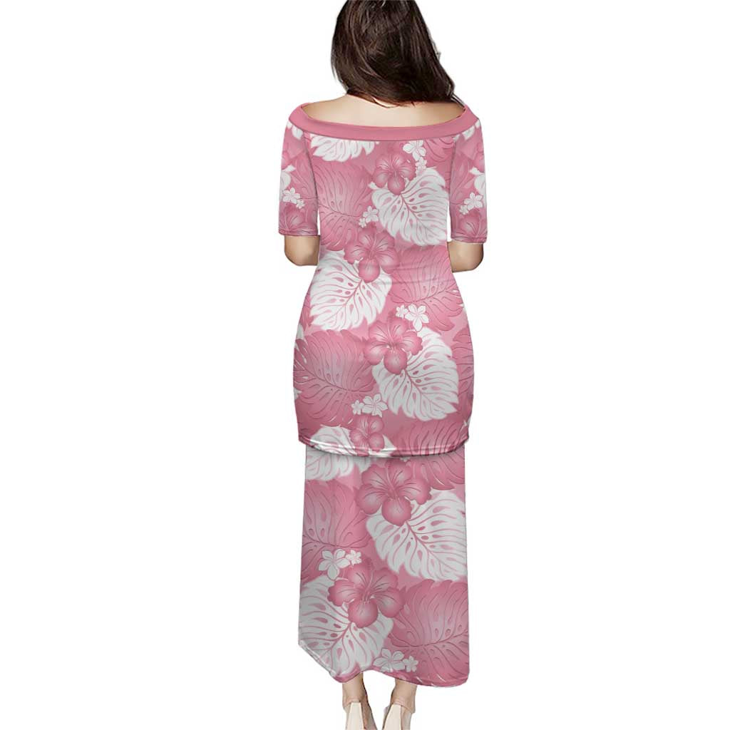 Pink Aloha Hawaii Puletasi Monstera Hibiscus Plumeria Seamless Vibes - Polynesian Pride