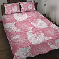 Pink Aloha Hawaii Quilt Bed Set Monstera Hibiscus Plumeria Seamless Vibes - Polynesian Pride