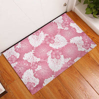 Pink Aloha Hawaii Rubber Doormat Monstera Hibiscus Plumeria Seamless Vibes - Polynesian Pride