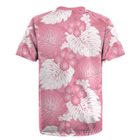 Pink Aloha Hawaii Rugby Jersey Monstera Hibiscus Plumeria Seamless Vibes - Polynesian Pride