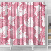 Pink Aloha Hawaii Shower Curtain Monstera Hibiscus Plumeria Seamless Vibes - Polynesian Pride