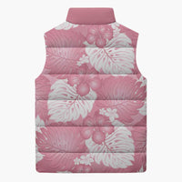 Pink Aloha Hawaii Sleeveless Puffer Jacket Monstera Hibiscus Plumeria Seamless Vibes - Polynesian Pride