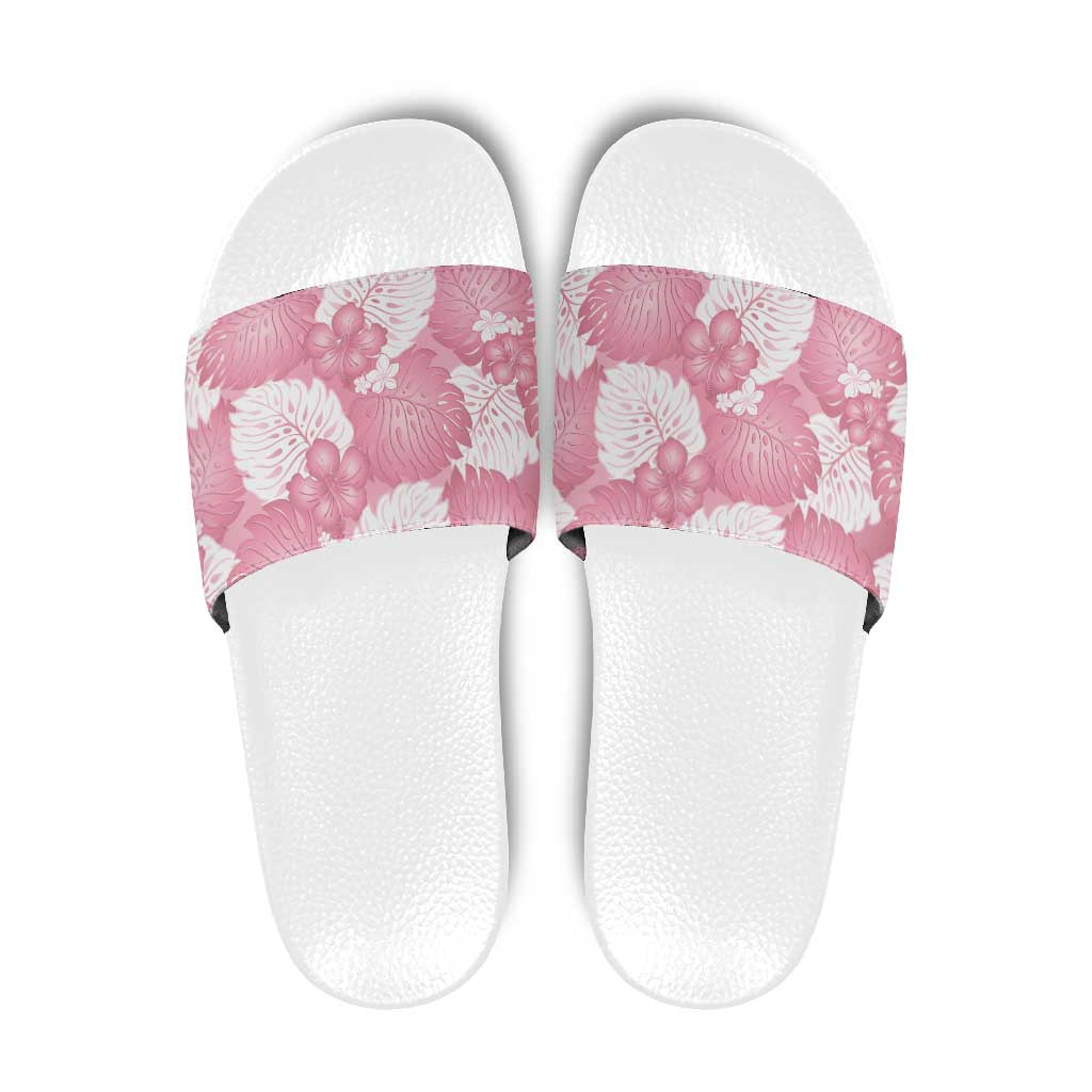 Pink Aloha Hawaii Slide Sandals Monstera Hibiscus Plumeria Seamless Vibes - Polynesian Pride