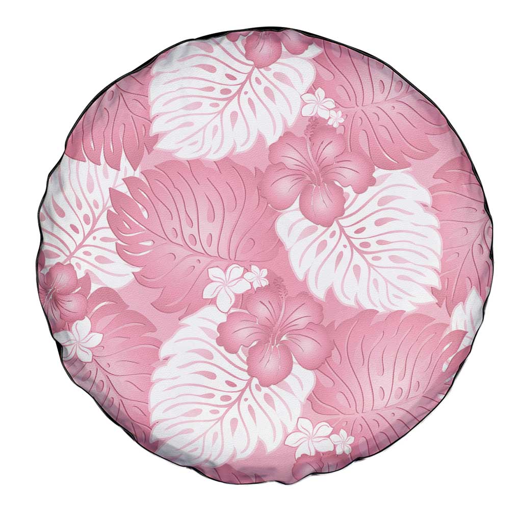 Pink Aloha Hawaii Spare Tire Cover Monstera Hibiscus Plumeria Seamless Vibes - Polynesian Pride