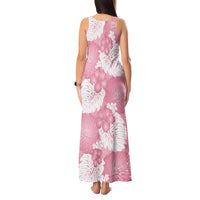 Pink Aloha Hawaii Tank Maxi Dress Monstera Hibiscus Plumeria Seamless Vibes - Polynesian Pride