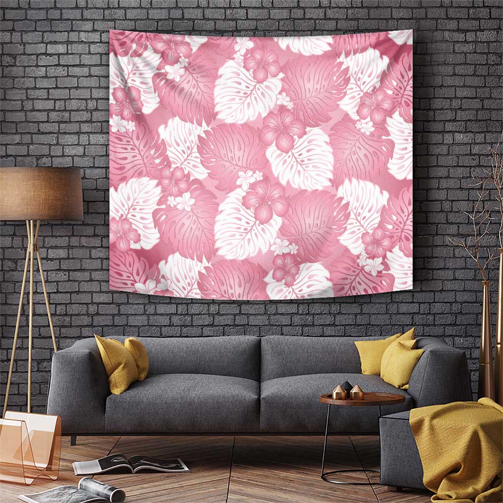 Pink Aloha Hawaii Tapestry Monstera Hibiscus Plumeria Seamless Vibes - Polynesian Pride