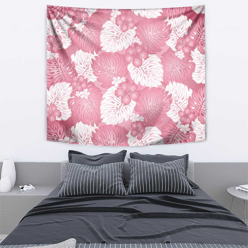 Pink Aloha Hawaii Tapestry Monstera Hibiscus Plumeria Seamless Vibes - Polynesian Pride
