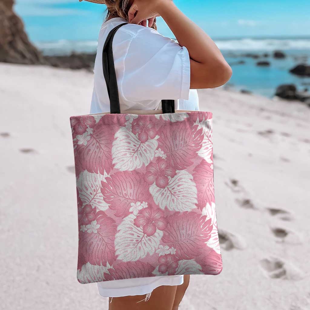 Pink Aloha Hawaii Tote Bag Monstera Hibiscus Plumeria Seamless Vibes - Polynesian Pride