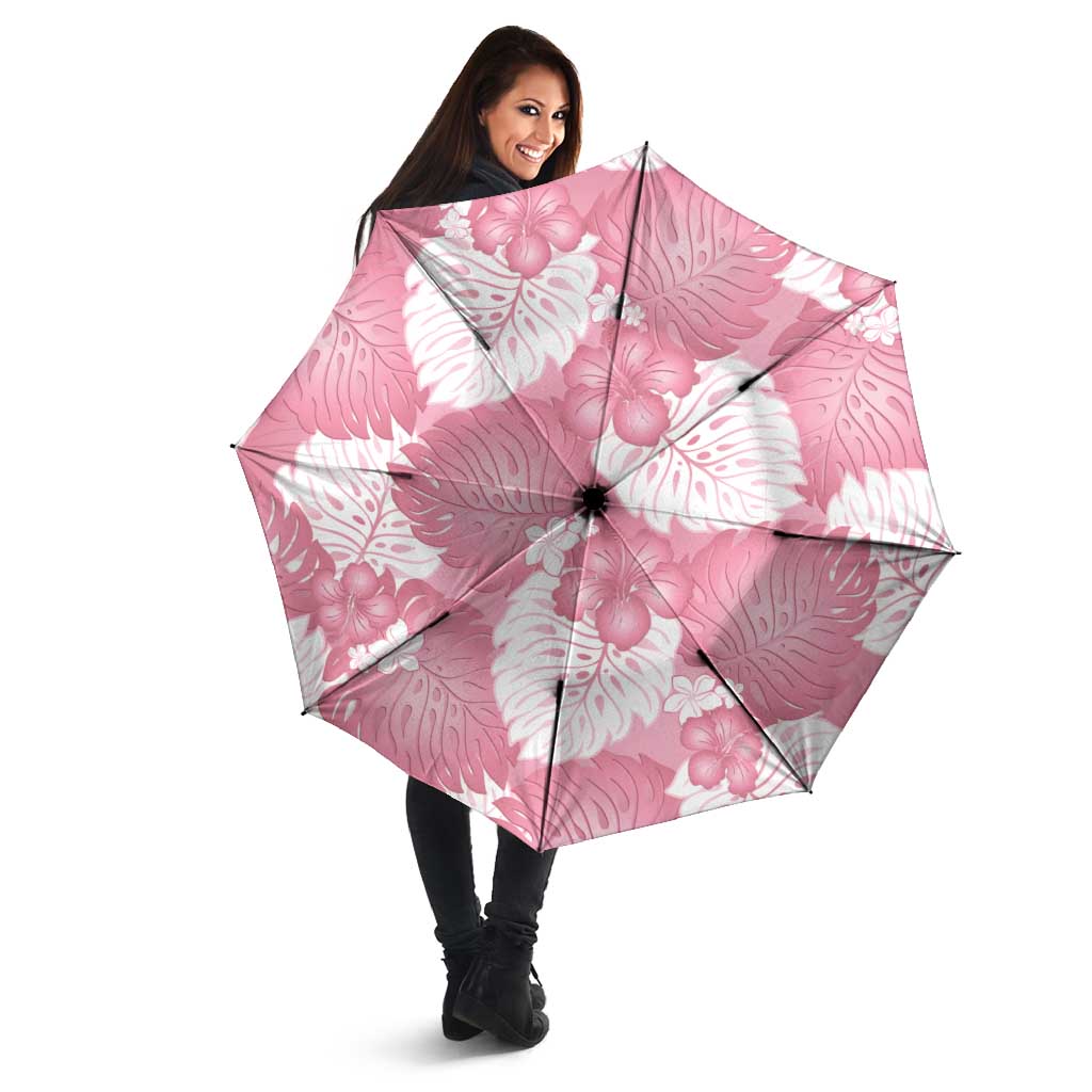 Pink Aloha Hawaii Umbrella Monstera Hibiscus Plumeria Seamless Vibes - Polynesian Pride