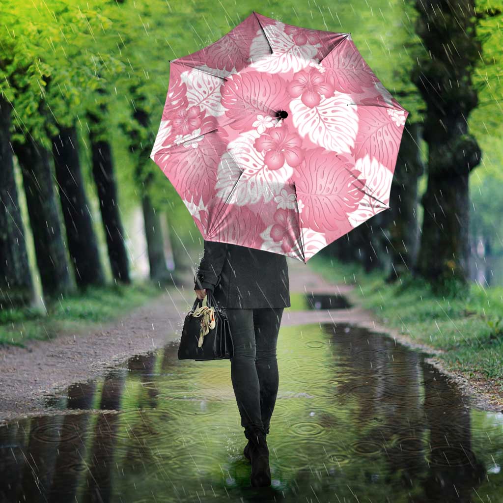 Pink Aloha Hawaii Umbrella Monstera Hibiscus Plumeria Seamless Vibes - Polynesian Pride