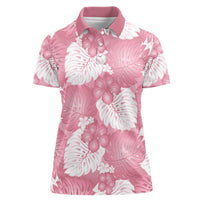 Pink Aloha Hawaii Women Polo Shirt Monstera Hibiscus Plumeria Seamless Vibes - Polynesian Pride