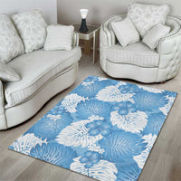Blue Aloha Hawaii Area Rug Monstera Hibiscus Plumeria Seamless Vibes - Polynesian Pride