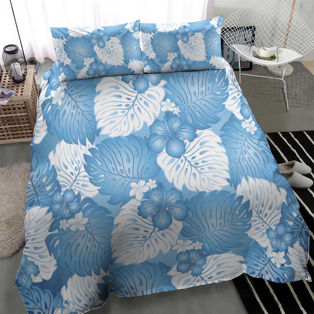 Blue Aloha Hawaii Bedding Set Monstera Hibiscus Plumeria Seamless Vibes - Polynesian Pride