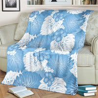 Blue Aloha Hawaii Blanket Monstera Hibiscus Plumeria Seamless Vibes - Polynesian Pride