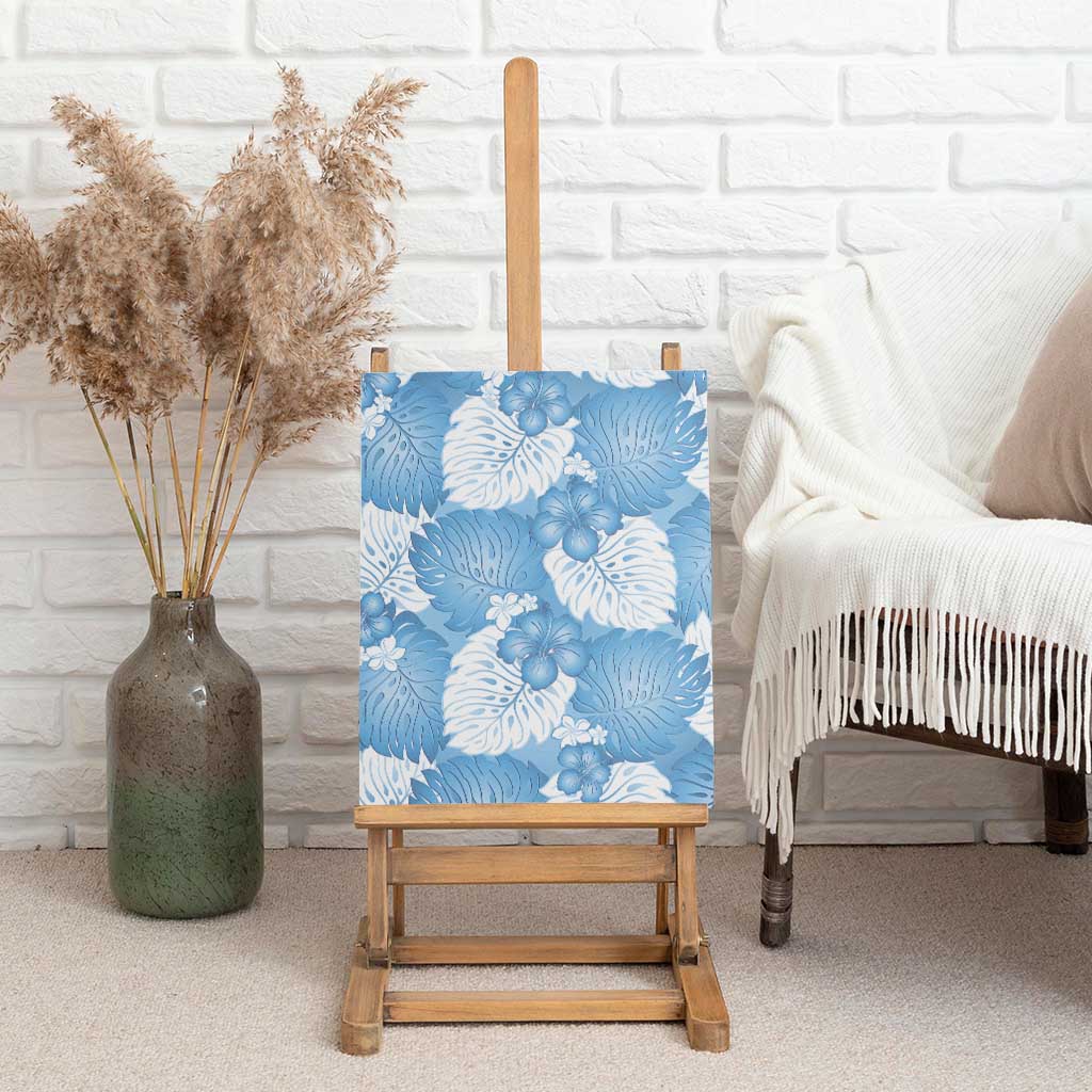 Blue Aloha Hawaii Canvas Wall Art Monstera Hibiscus Plumeria Seamless Vibes - Polynesian Pride