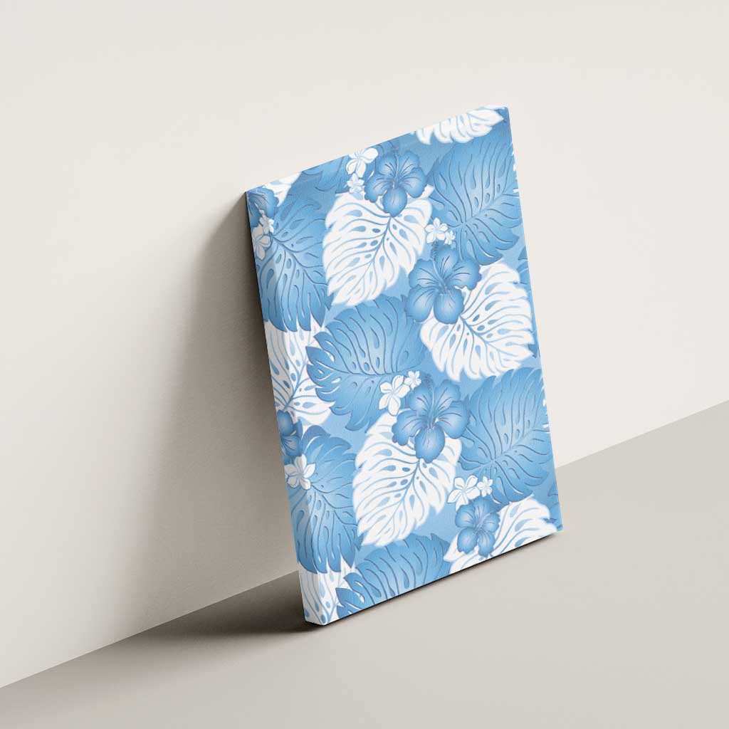 Blue Aloha Hawaii Canvas Wall Art Monstera Hibiscus Plumeria Seamless Vibes - Polynesian Pride