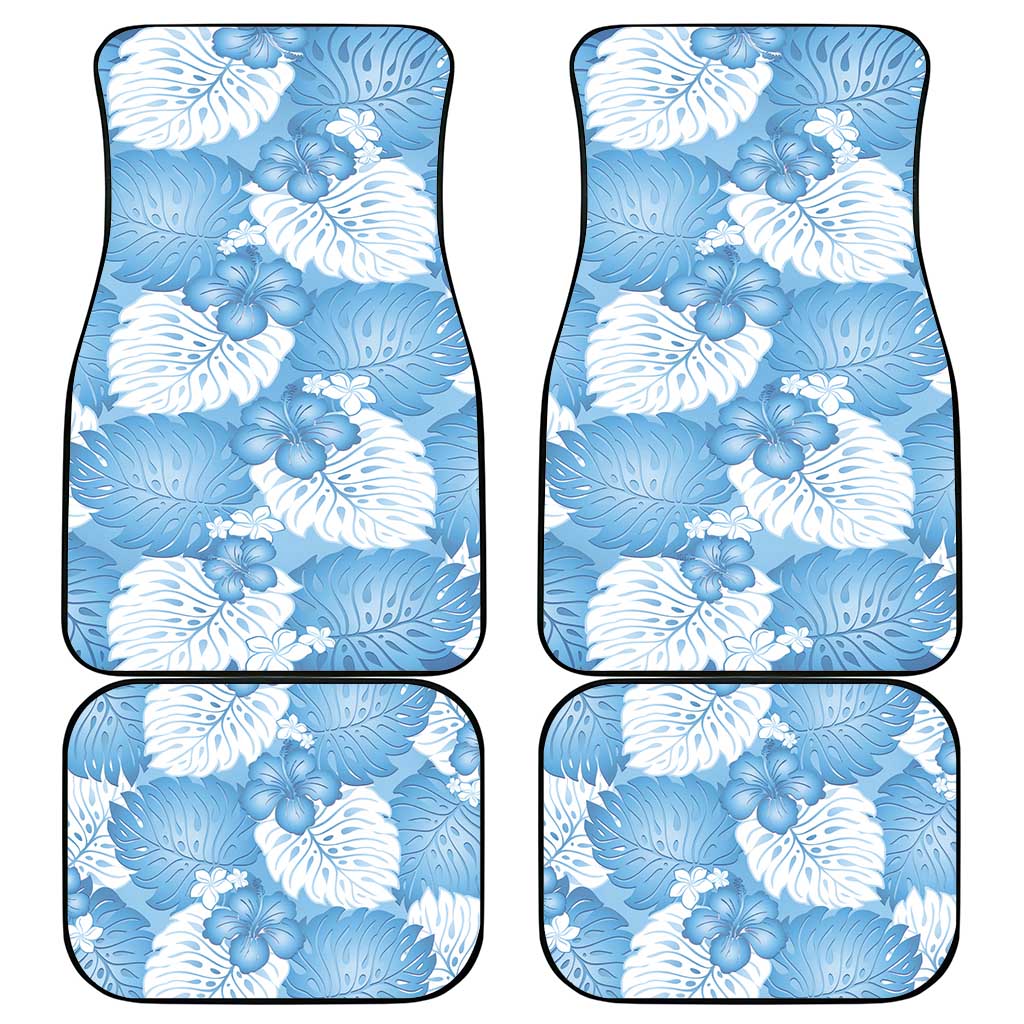 Blue Aloha Hawaii Car Mats Monstera Hibiscus Plumeria Seamless Vibes - Polynesian Pride