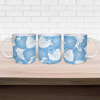 Blue Aloha Hawaii Ceramic Mug Monstera Hibiscus Plumeria Seamless Vibes - Polynesian Pride