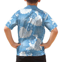 Blue Aloha Hawaii Family Matching Off Shoulder Short Dress and Hawaiian Shirt Monstera Hibiscus Plumeria Seamless Vibes - Polynesian Pride