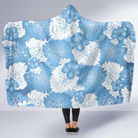Blue Aloha Hawaii Hooded Blanket Monstera Hibiscus Plumeria Seamless Vibes - Polynesian Pride