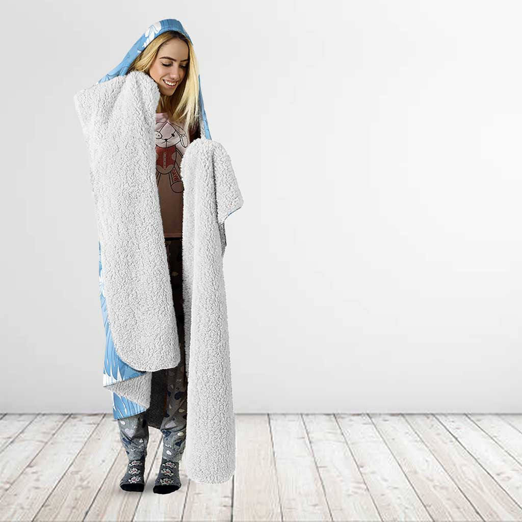 Blue Aloha Hawaii Hooded Blanket Monstera Hibiscus Plumeria Seamless Vibes - Polynesian Pride