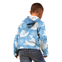 Blue Aloha Hawaii Kid Hoodie Monstera Hibiscus Plumeria Seamless Vibes - Polynesian Pride