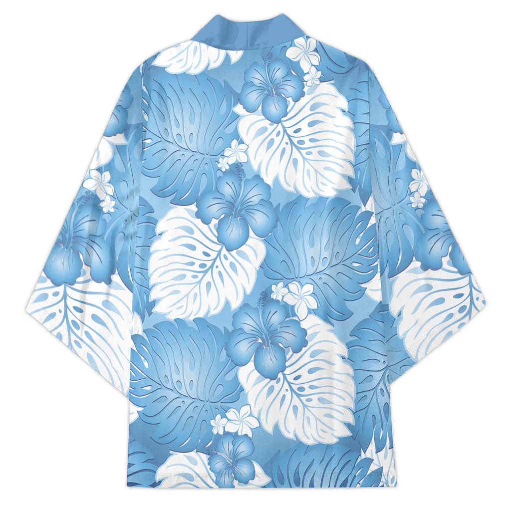Blue Aloha Hawaii Kimono Monstera Hibiscus Plumeria Seamless Vibes - Polynesian Pride