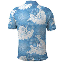 Blue Aloha Hawaii Polo Shirt Monstera Hibiscus Plumeria Seamless Vibes - Polynesian Pride
