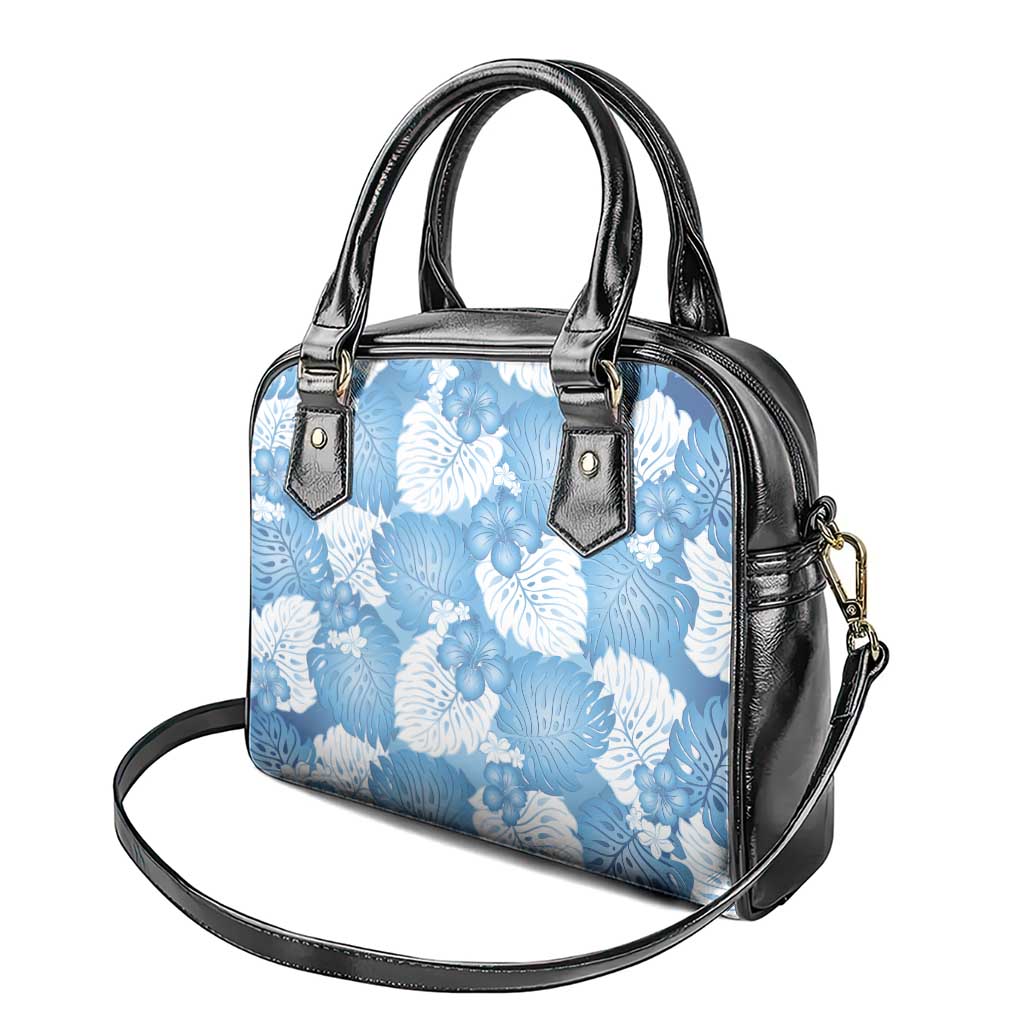Blue Aloha Hawaii Shoulder Handbag Monstera Hibiscus Plumeria Seamless Vibes - Polynesian Pride